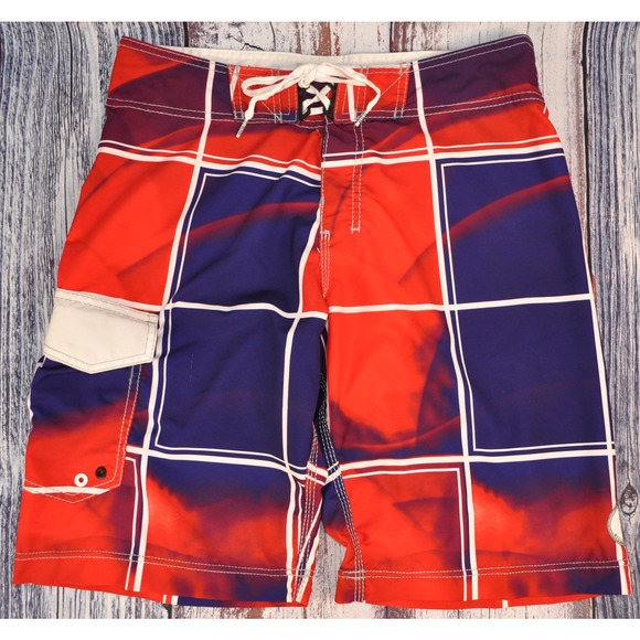 Billabong Platinum-X PX:4 Men's Red White Blue 21" Board Shorts Size 33 - Picture 1 of 5